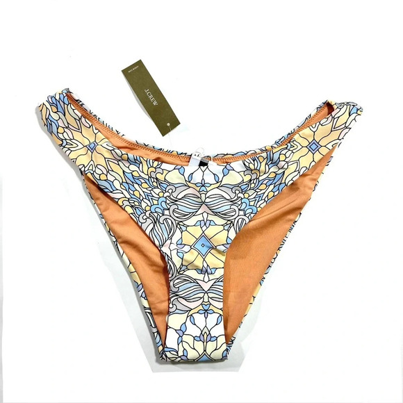 New J Crew Active Curved Waist Cheeky Bikini Bottom Kaleidoscope BF153 - Picture 2 of 5